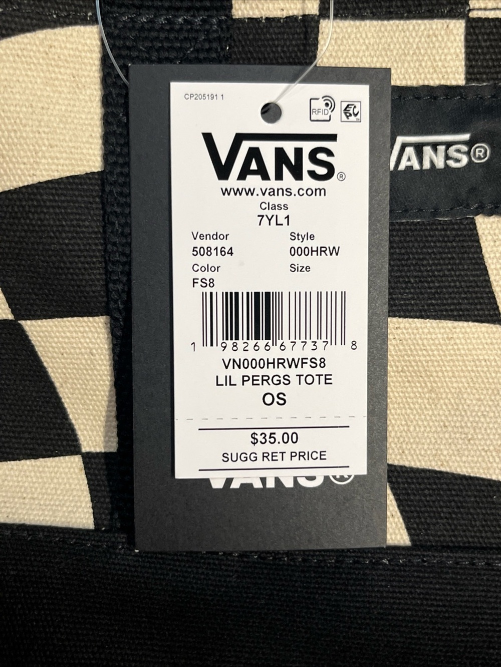 Vans Lil Pergs Tote Bag Small Crossbody Marshmallow White Checkerboard 8x7x3 New - Picture 13 of 15